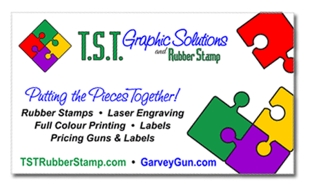 TST Rubber Stamp business card